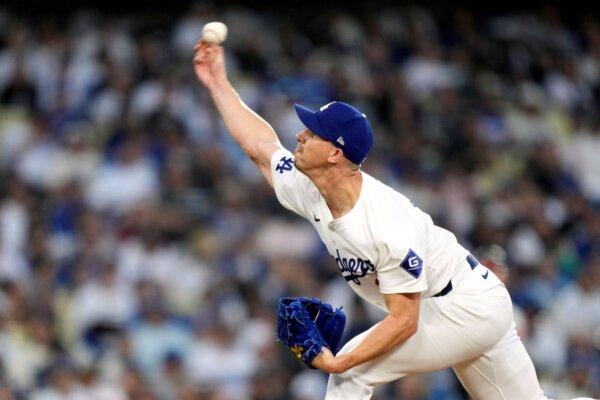 Dodgers starting pitcher Walker Buehler throws against the Orioles in Los Angeles on Aug. 28, 2024. (Mark J. Terrill/AP Photo)