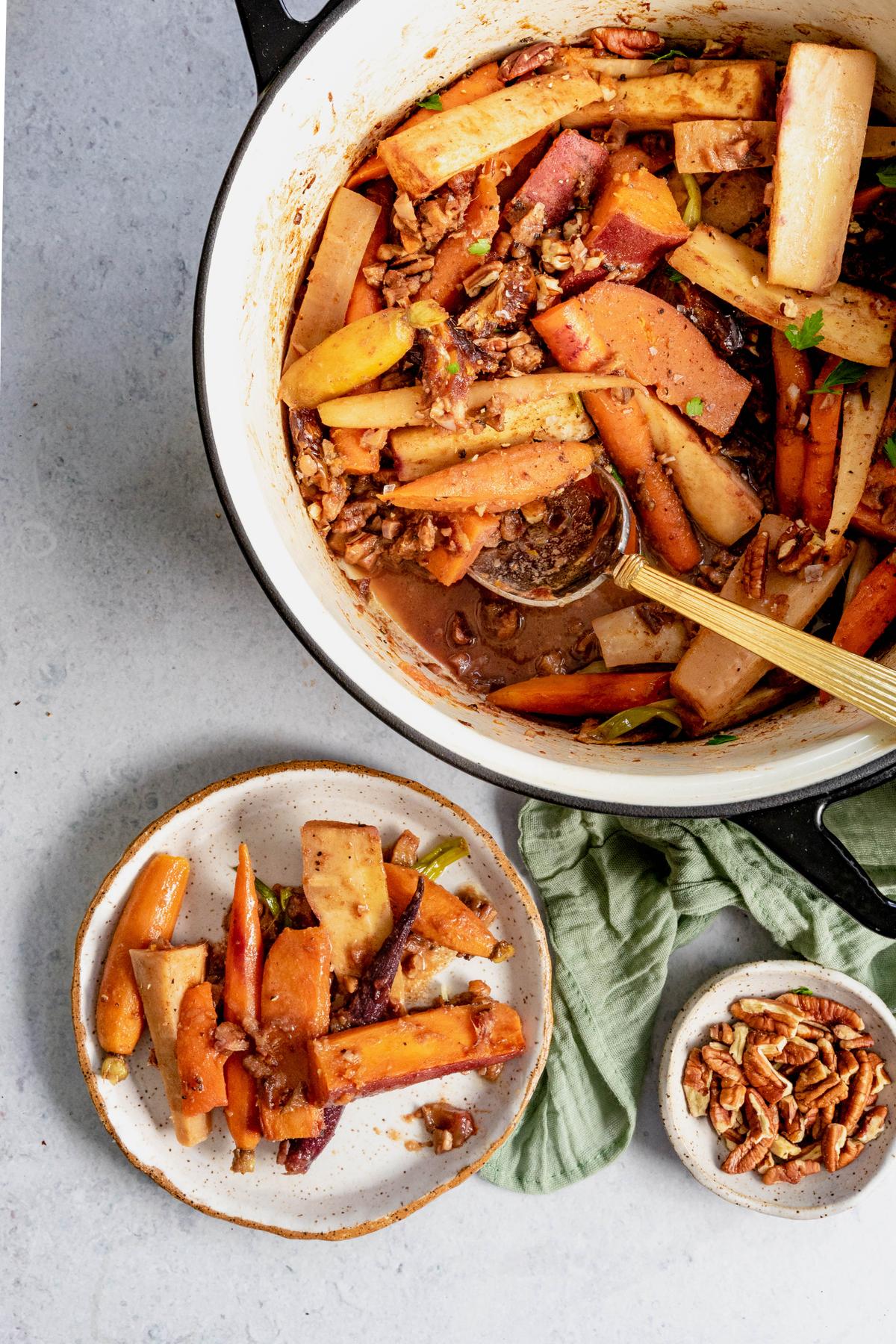 Modern Carrot and Parsnips Tzimmes, an Updated Dish for Rosh Hashanah