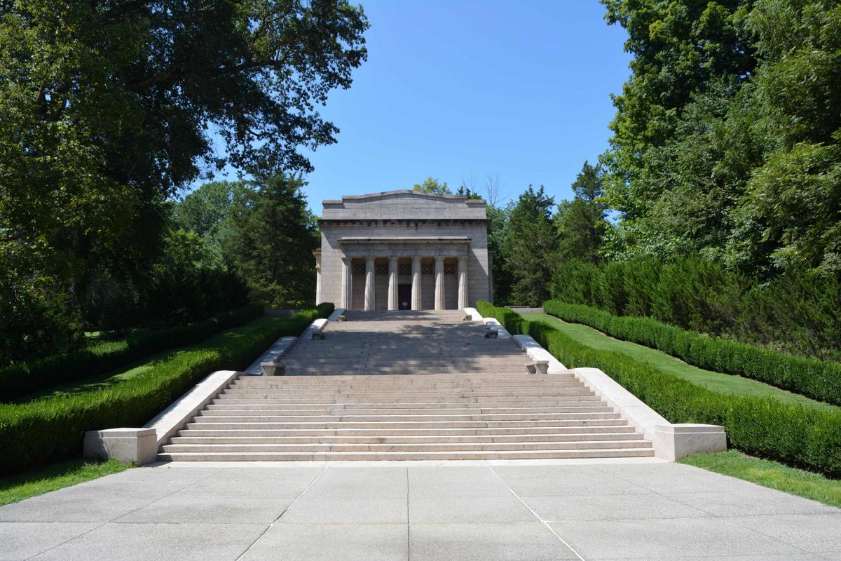 This Greek-style temple is nestled in the woods of Hodgenville, Ky. (Deena Bouknight)