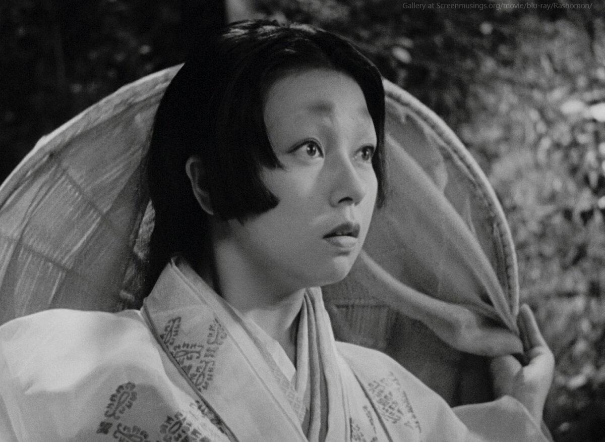 Masako (Machiko Kyo) gives contradictory testimony, in “Rashomon.” (Criterion Collection)