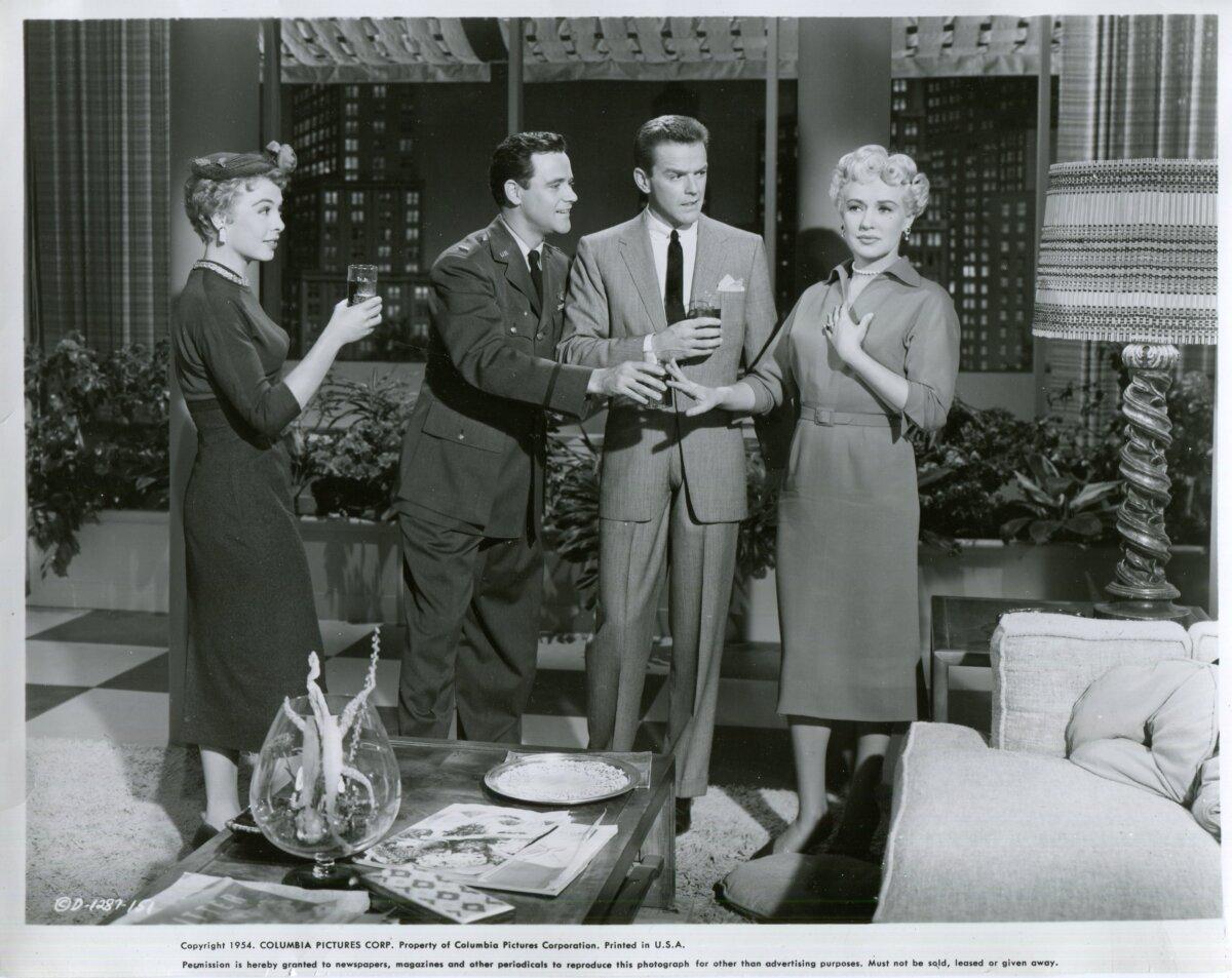 (L–R) Gwen Howard (Marge Champion), Marty Stewart (Jack Lemmon), Vernon Lowndes (Gower Champion), and Julie Lowndes (Betty Grable), in “Three For the Show.” (Columbia Pictures)