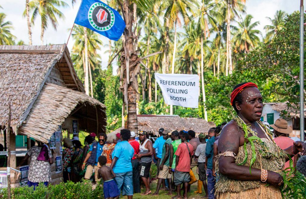 People queue to vote at a polling station in the capital Buka in an historical independence vote on Nov. 25, 2019.  (NESS KERTON/AFP via Getty Images)