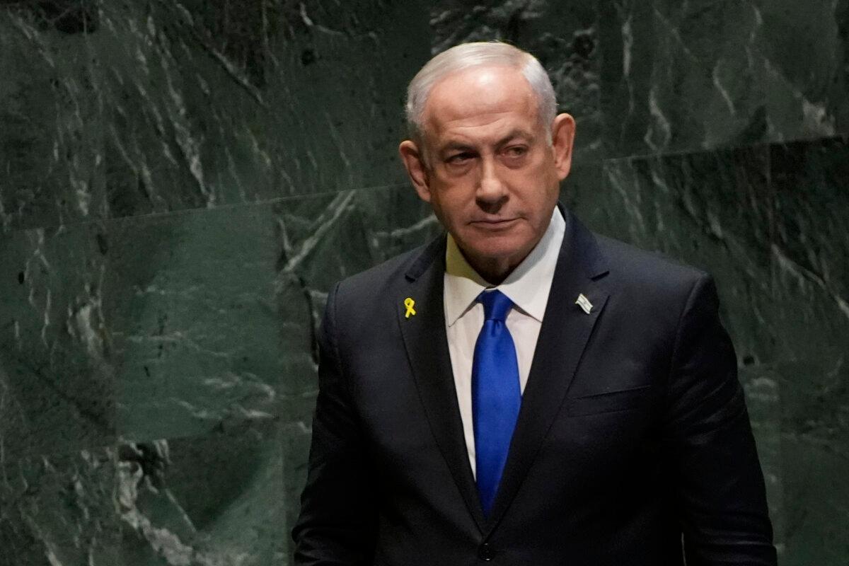 Israeli Prime Minister Benjamin Netanyahu addresses the 79th session of the United Nations General Assembly in New York City on Sept. 27, 2024. (The Associated Press/Pamela Smith)