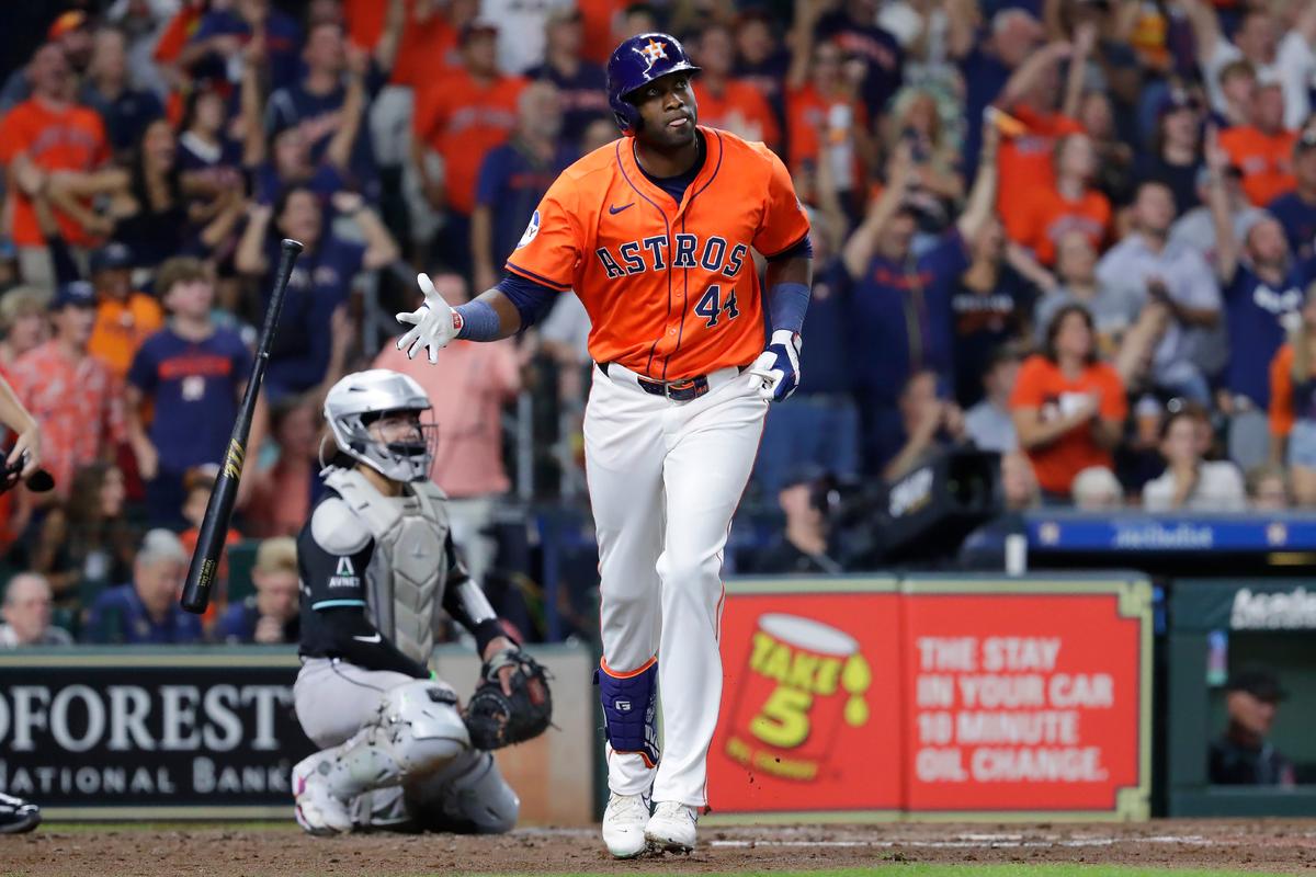 Alvarez Hits 2 3-run Homers to Back Strong Start by Valdez as Astros Rout Arizona 8-0