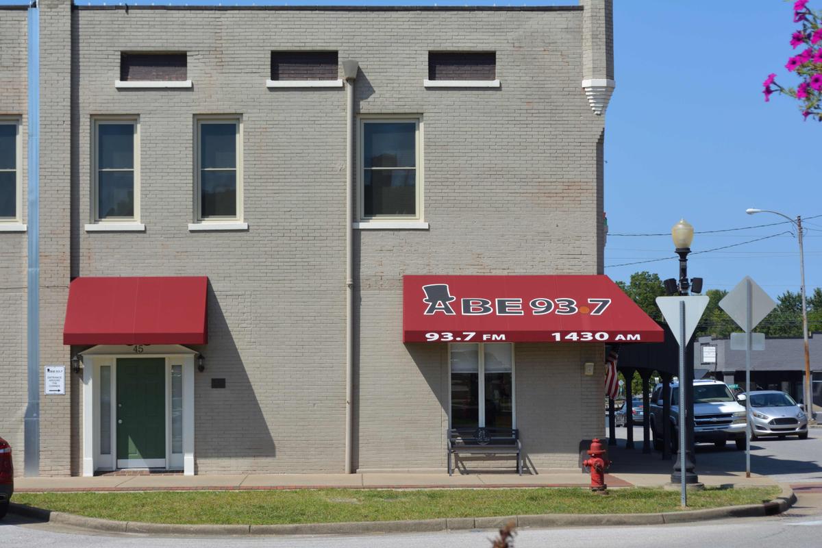 The cleverly named radio station is visible from the downtown of Hodgenville, Ky. (Deena Bouknight)