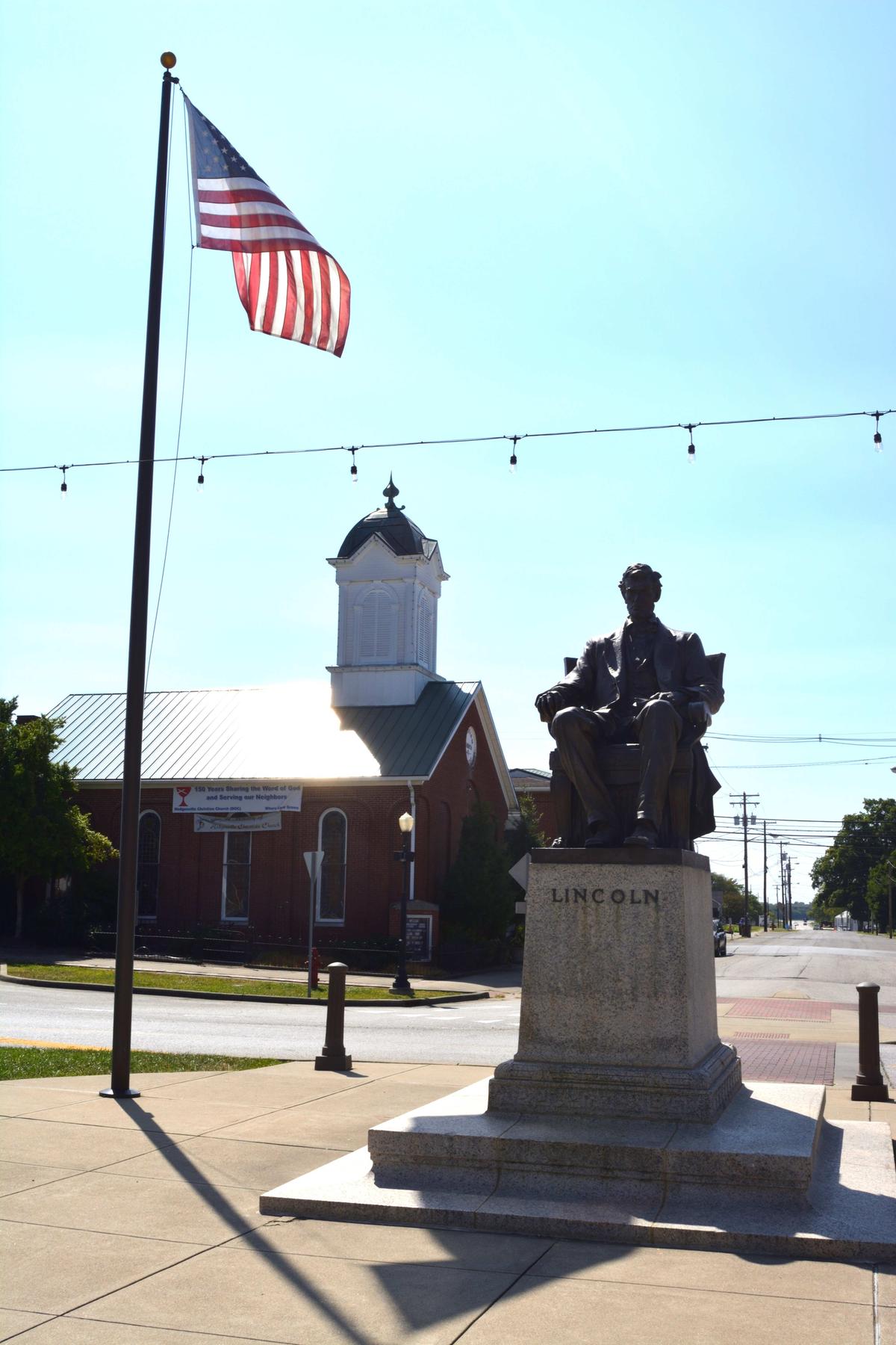 The statue of the adult Lincoln was dedicated over a century ago in 1909. Lincoln's only surviving son was able to attend the unveiling ceremony. (Deena Bouknight)