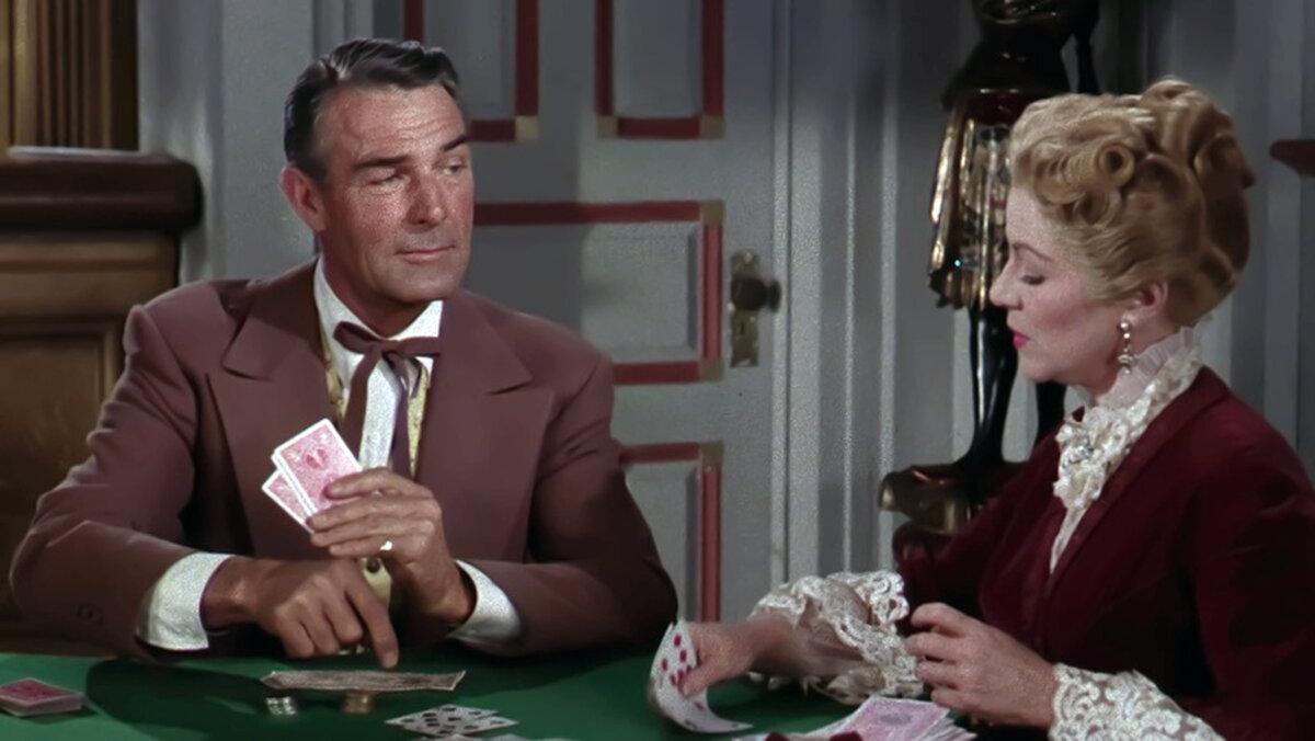Jim Kipp (Randolph Scott) and Julie Spencer (Dolores Dorn), in “The Bounty Hunter.” (Warner Bros.)