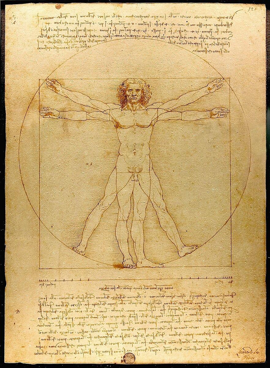 "Vitruvian Man," circa 1492, by Leonardo da Vinci. Gallerie dell'Accademia, Venice. (Public Domain)