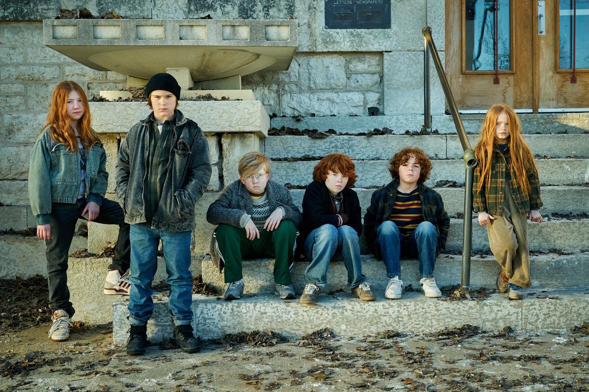 Imogene Herdman (Beatrice Schneider), Ralph Herdman (Mason Nelligan), Claude Herdman (Matthew Lamb), Leroy Herdman (Ewan Matthys Wood), Ollie Herdman (Essek Moore), and Gladys Herdman (Kynlee Heiman), in "The Best Christmas Pageant Ever." (Courtesy of Lionsgate)