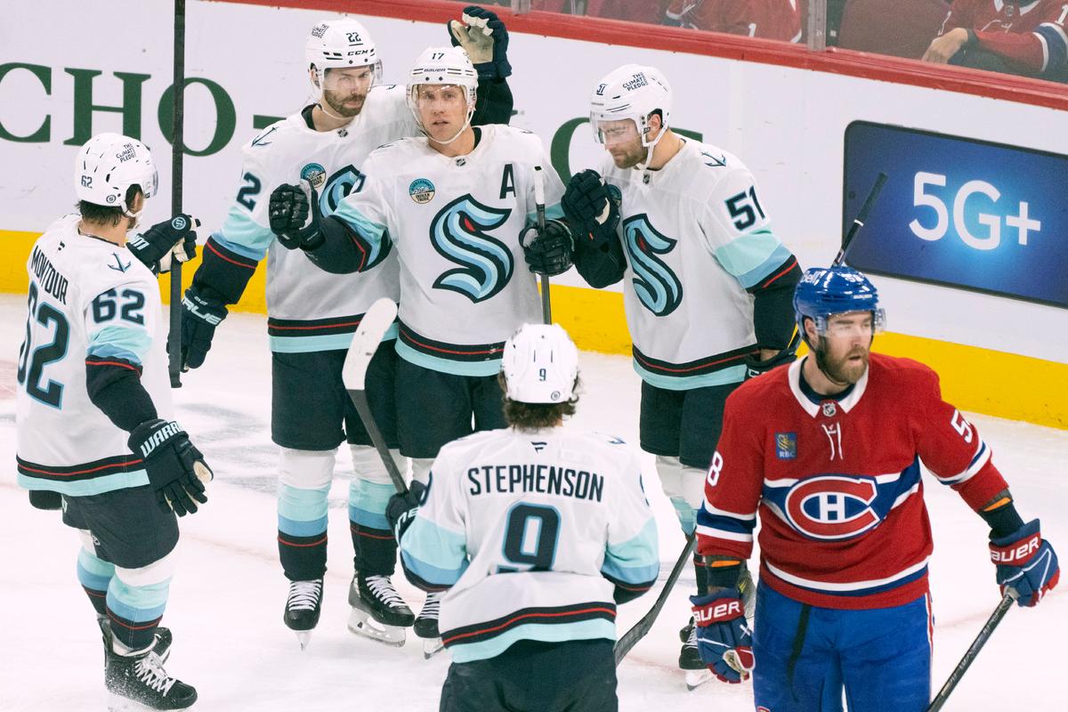 Brandon Montour Scores Hat Trick in Kraken’s 8-2 Rout of Canadiens
