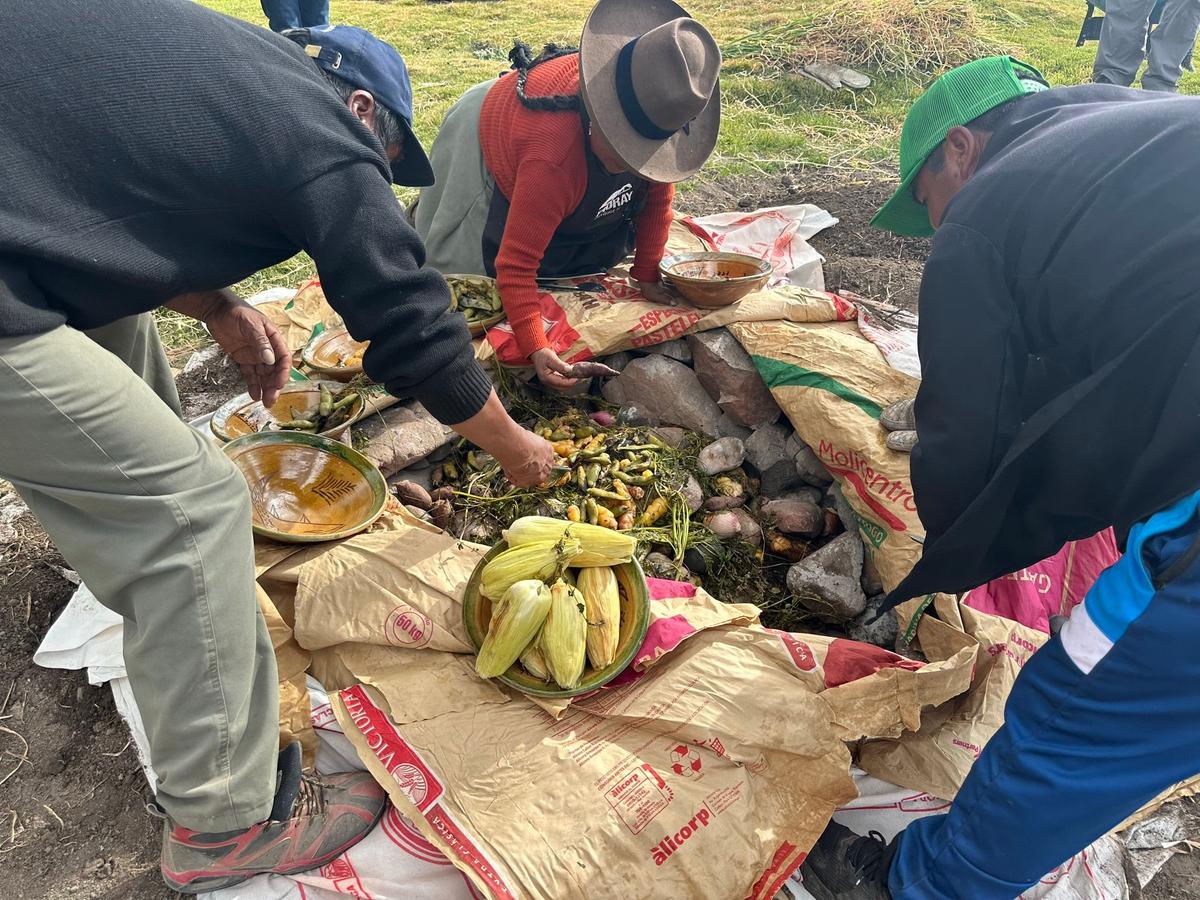 Peruvians bake pachamanca on hot stones at Piuray Lake. (Teresa Bergen)