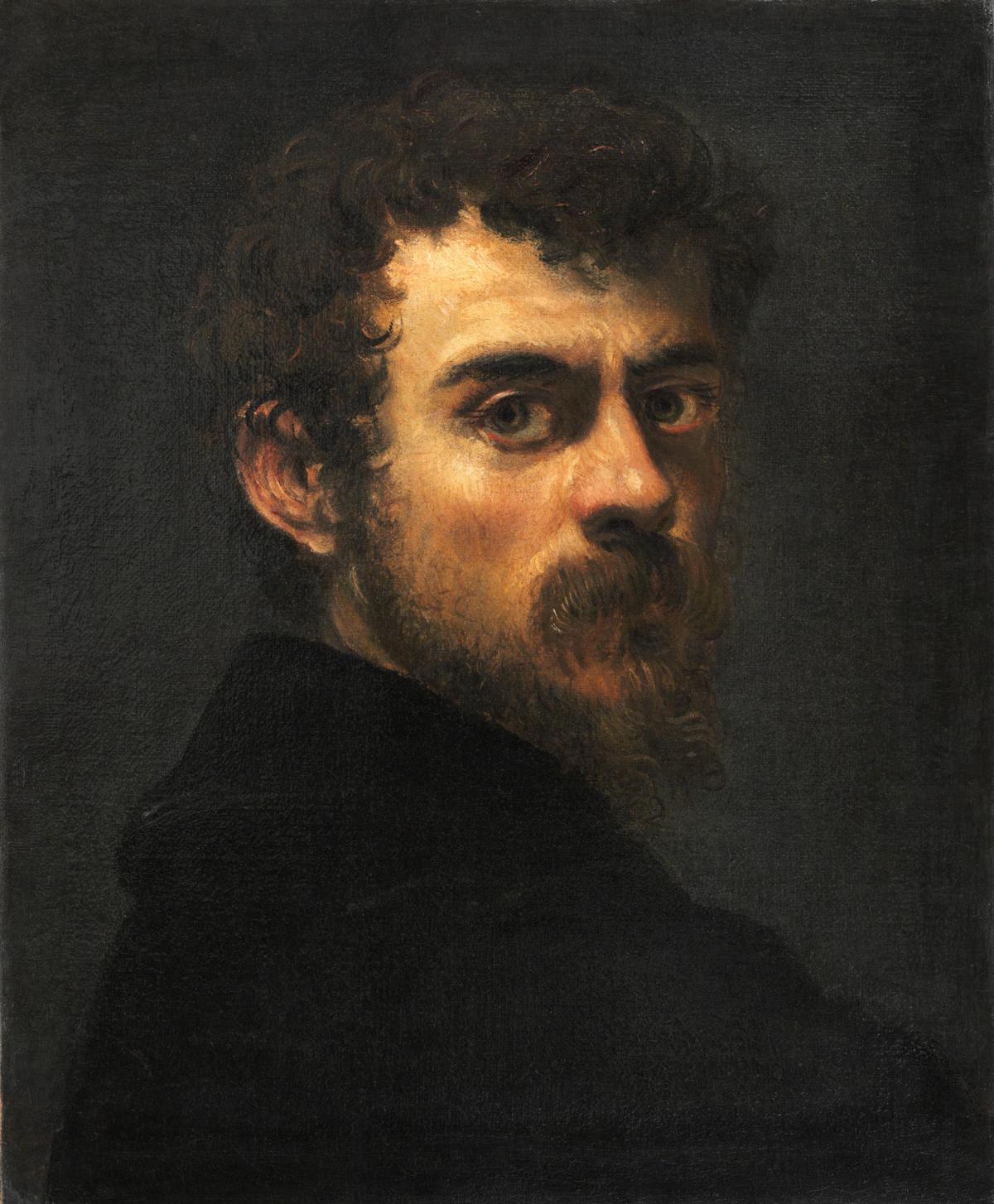 A self-portrait, circa 1546–1548, by Tintoretto. Oil on canvas; 17 3/4 inches by 15 inches. Philadelphia Museum of Art. (Public Domain)