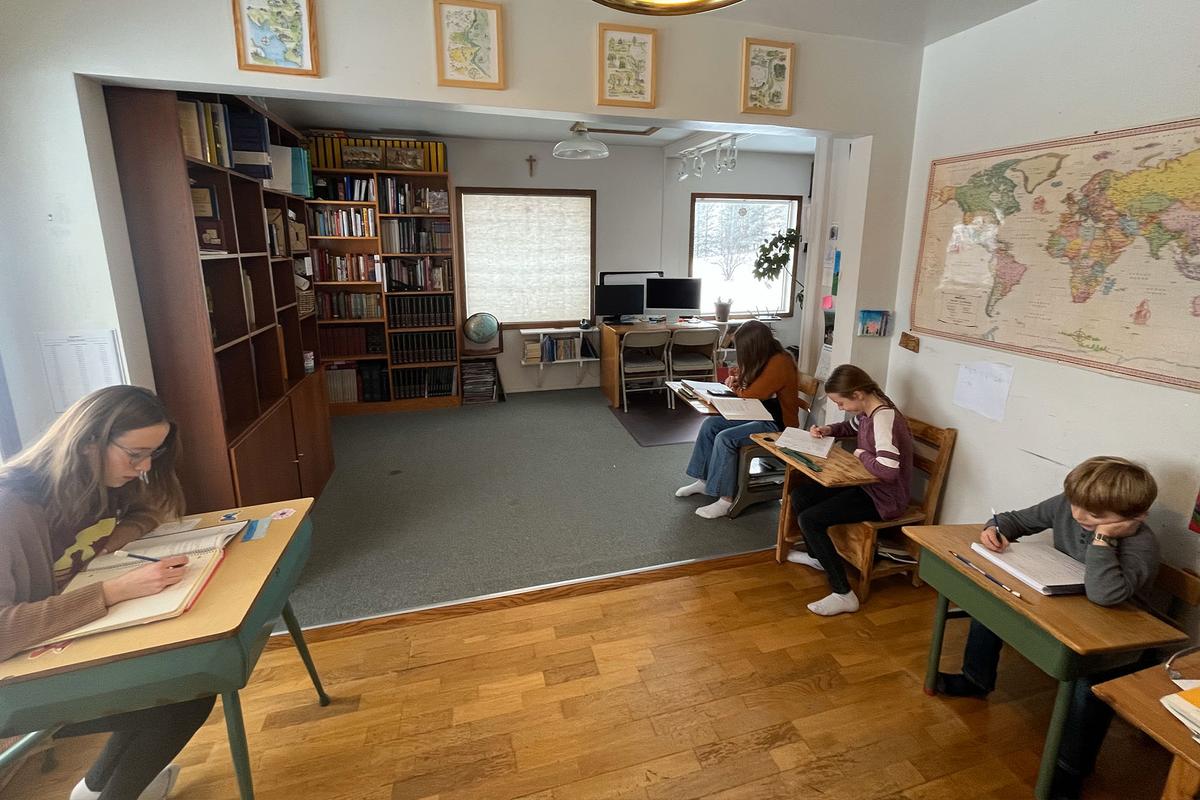 Students hard at work at Wisdom Home Schooling. (Courtesy of Simon Noster)