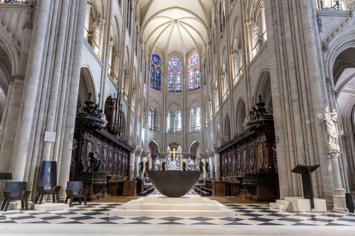 Inside view of the restored Notre-Dame Cathedral in Paris on Nov. 29, 2024. (Christophe Petit Tesson/Pool via AP)