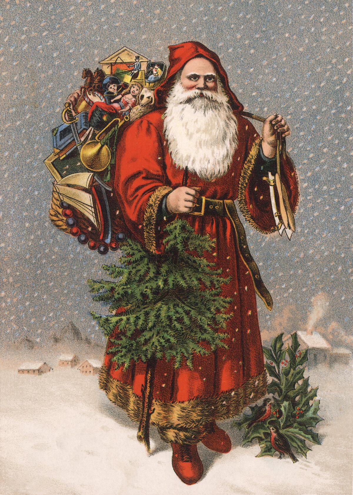 An early 1900s illustration of Saint Nicholas as Santa Claus. (Victorian Traditions/Shutterstock)