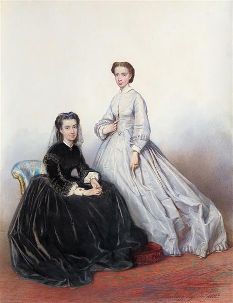 Very much like the old and new year: A portrait of Princess Rospigliosi and Baroness Baude, 1863, by Ludwig Passini. (Public Domain)