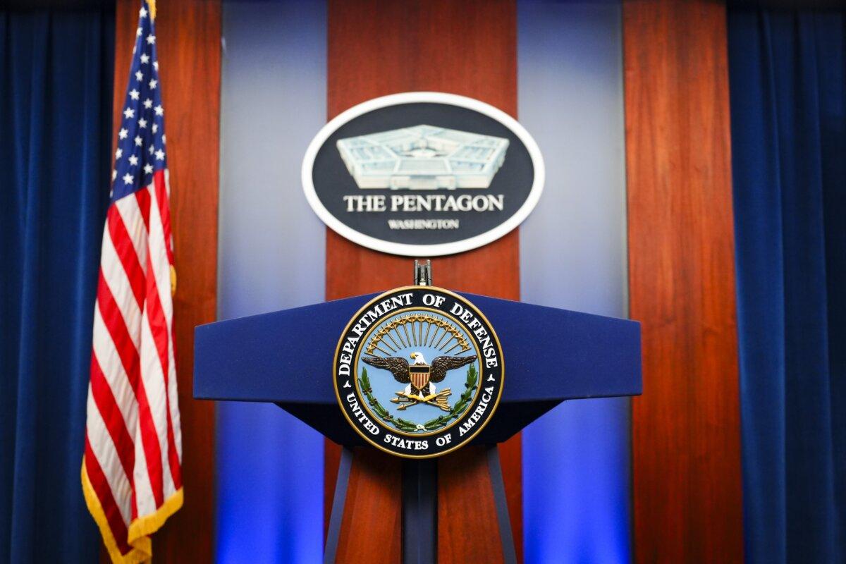 The Pentagon's press briefing room in Arlington, Va., on Oct. 25, 2023. (Madalina Vasiliu/The Epoch Times)
