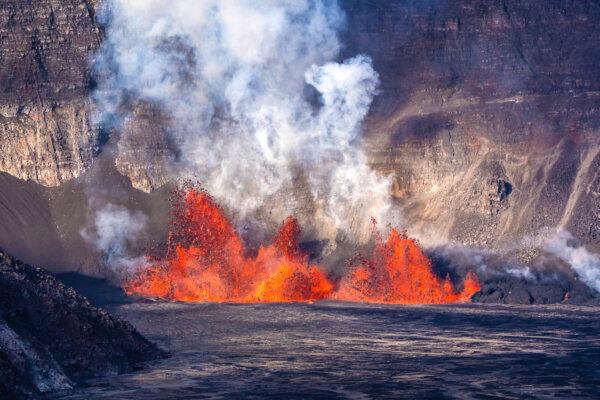An eruption takes place on the summit of the Kilauea volcano in Hawaii on Dec. 23, 2024. (Janice Wei/NPS via AP)