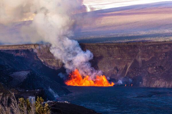 An eruption takes place on the summit of the Kilauea volcano in Hawaii on Dec. 23, 2024. (Janice Wei/NPS via AP)