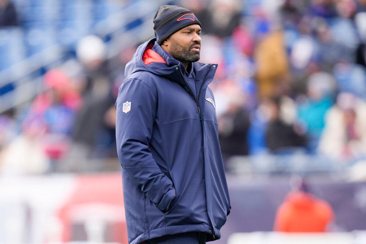 New England Patriots head coach Jerod Mayo walks on the field prior to an NFL football game against the Buffalo Bills in Foxborough, Mass., on Jan. 5, 2025. (Robert F. Bukaty/AP Photo)
