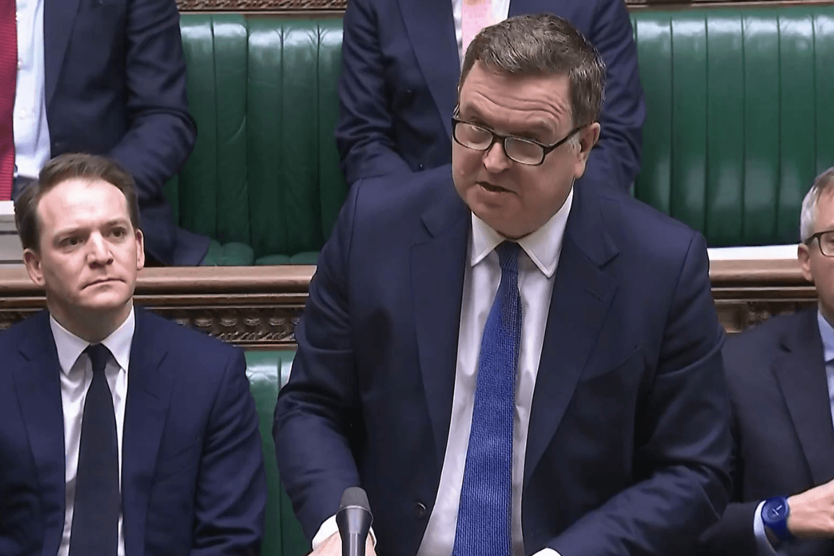 Screen grab of Shadow Chancellor Mel Stride asking a question on borrowing costs in the House of Commons in London on Jan. 9, 2025. (House of Commons/UK Parliament/PA Wire)