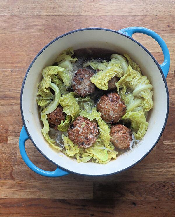 Lion's Head soup is a classic Chinese stewed meatball dish that's considered "lucky" during Lunar New Year celebrations. (Gretchen McKay/Pittsburgh Post-Gazette/TNS)
