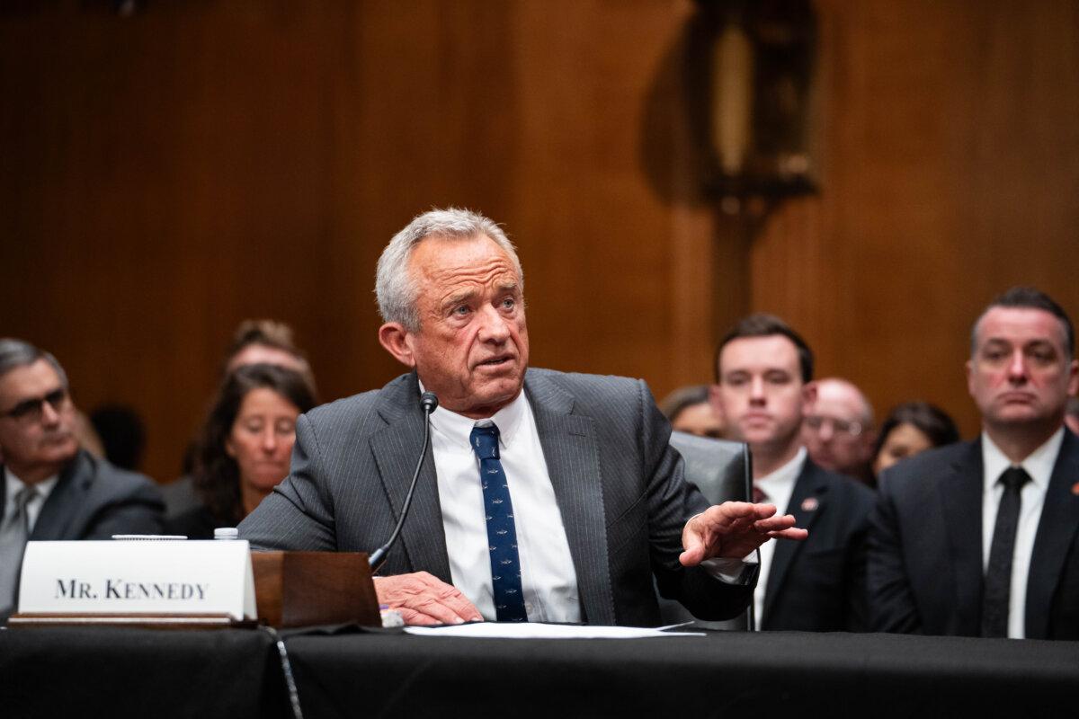 Robert F. Kennedy, Jr., nominee for Secretary of Health and Human Services, testifies before the Senate Committee on Health, Education, Labor, and Pensions on Capitol Hill in Washington on Jan. 30, 2025. (Madalina Vasiliu/The Epoch Times)