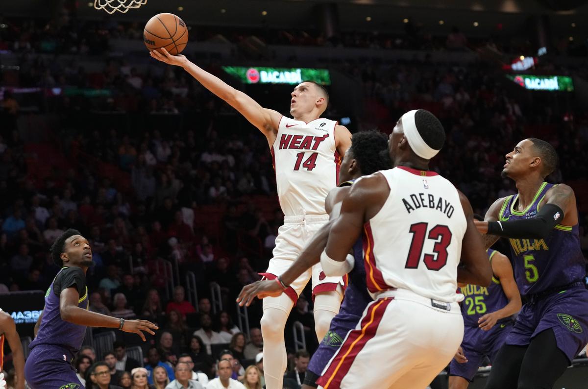 Herro Scores 32, Adebayo Nears Triple-Double and Heat Never Trail in 119–108 Win Over Pelicans