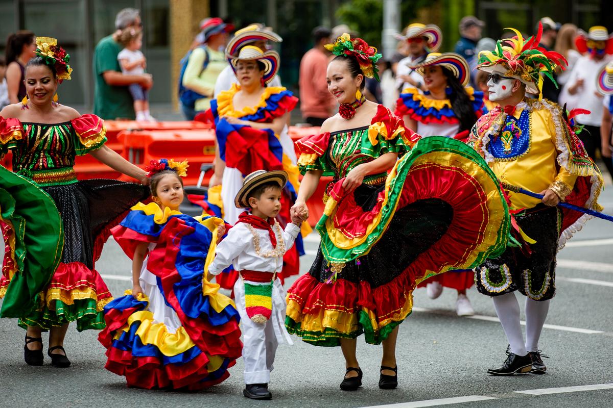 Participants perform during the parade for the National Multicultural Festival in Canberra, Australia on Feb. 8, 2025. (George Calvelo/Getty Images)