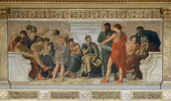 School of Aristotle. Fresco by Gustav Adolph Spangenberg, 1883-88. (Public Domain)
