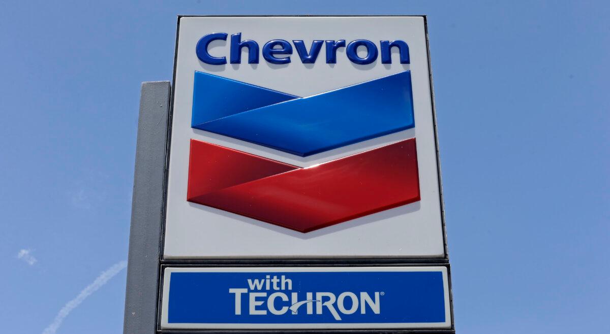 A Chevron sign at a gas station in Miami on May 2, 2017. (Alan Diaz/AP Photo)