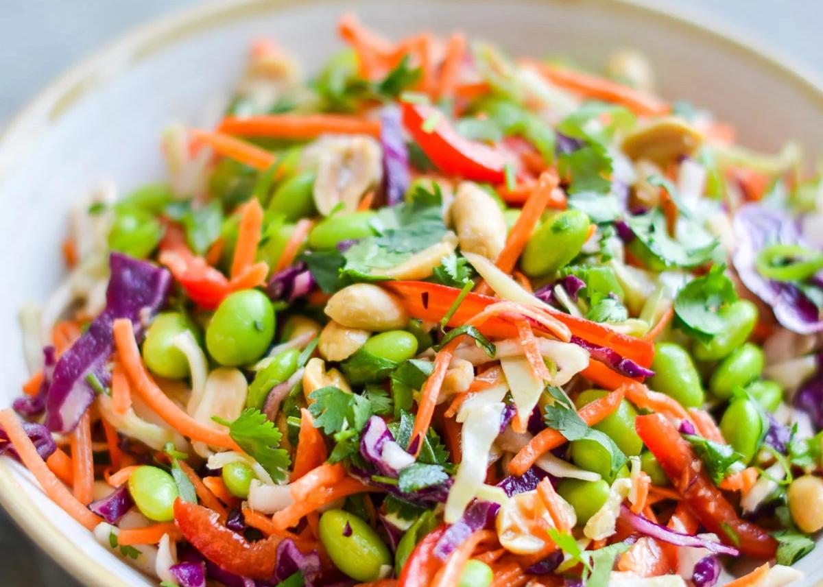 Asian Slaw With Ginger Peanut Dressing