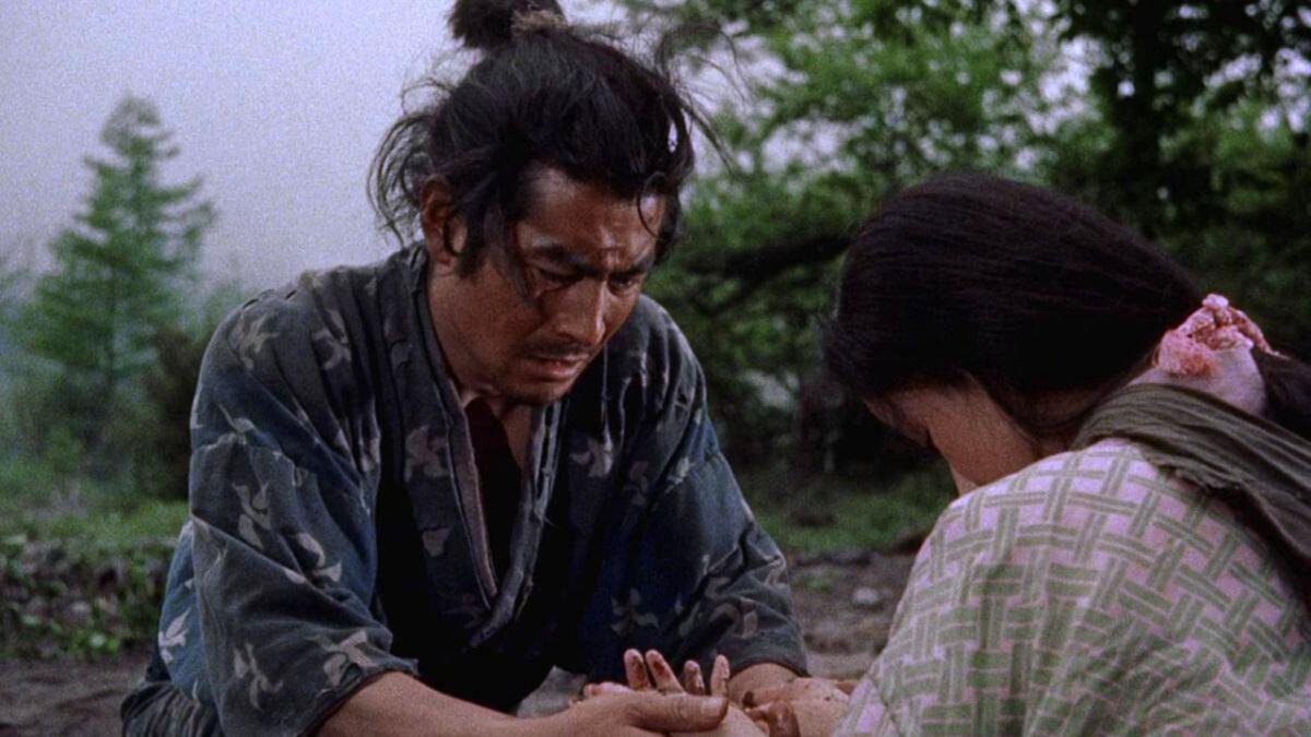 Musashi Miyamoto/Takezo (Toshiro Mifune) and Otsu (Kaoru Yachigusa), in “Samurai I: Musashi Miyamoto.” (Toho)