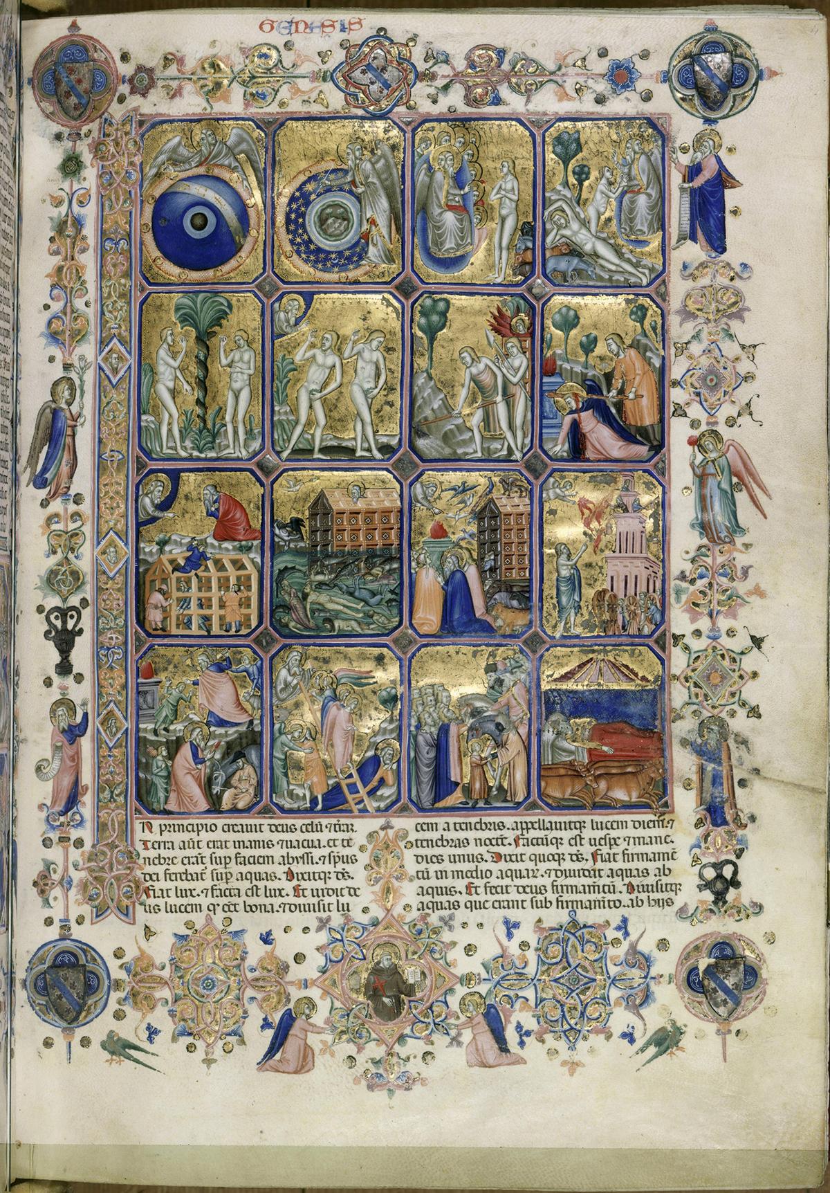 Folio 4 recto of “The Creation of Day and Night,” 1350–1360, from the "Hamilton Bible.” Copperplate Engraving. Jorg P. Anders; Kupferstichkabinett (Museum of Prints and Drawings), Berlin State Museums. (Public Domain)