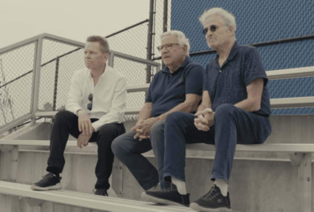 Kelly Ward, Michael Tucci, and Barry Pearl return to Venice High School in Los Angeles, where they filmed scenes for the 1978 film "Grease." (Courtesy Lisa Downs)