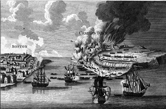 "View of the Attack on Bunker's Hill With the Burning of Charlestown." (Public Domain)
