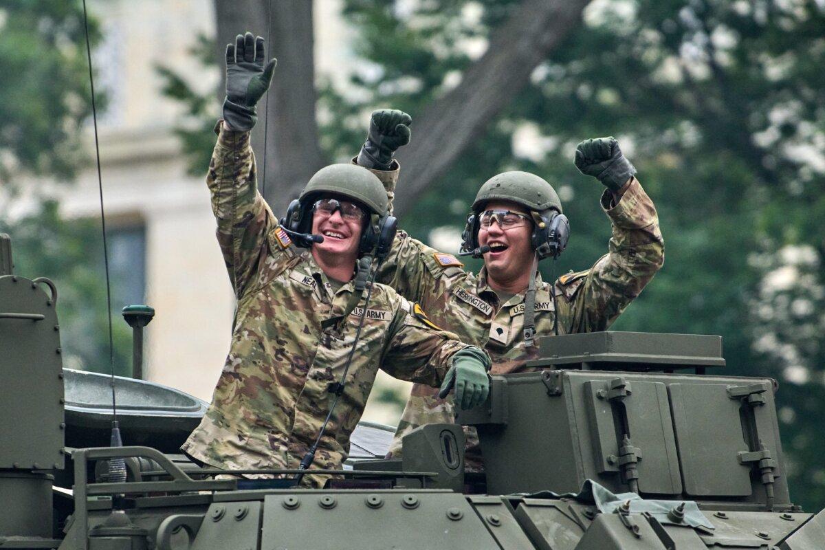 The parade marking the Army's 250th anniversary on the National Mall in Washington on June 14, 2025. (Dominic Gwinn / Middle East Images via AFP)