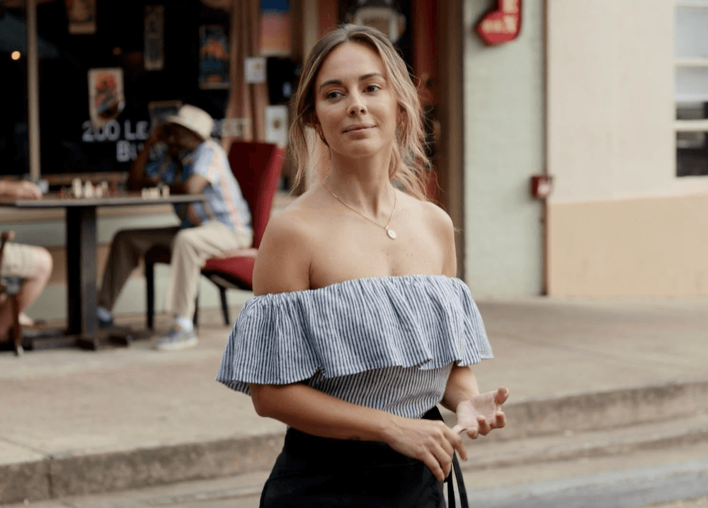 Josey (María Elisa Camargo) owns a restaurant and hope to meet that dashing stranger who comes to town every once in a while, in "Off the Grid." (Lionsgate Films)