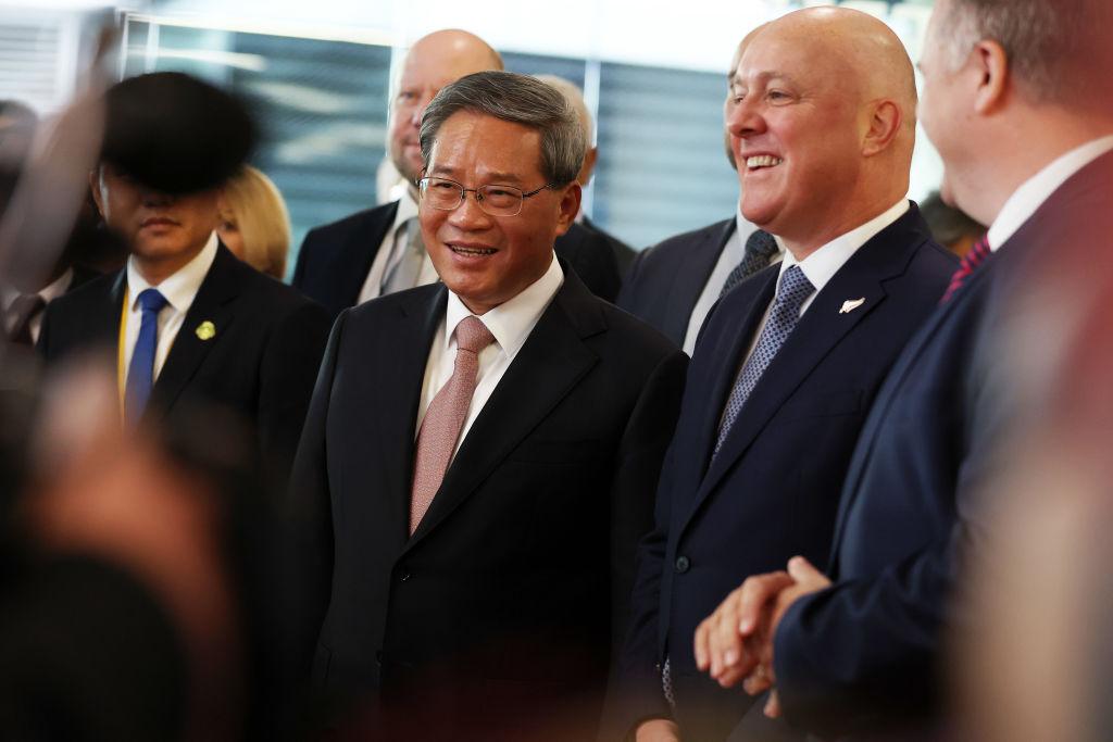 China's Premier Li Qiang (CL) with New Zealand Prime Minister Christopher Luxon (CR) in Auckland, New Zealand on June 15, 2024. (Fiona Goodall/Getty Images)