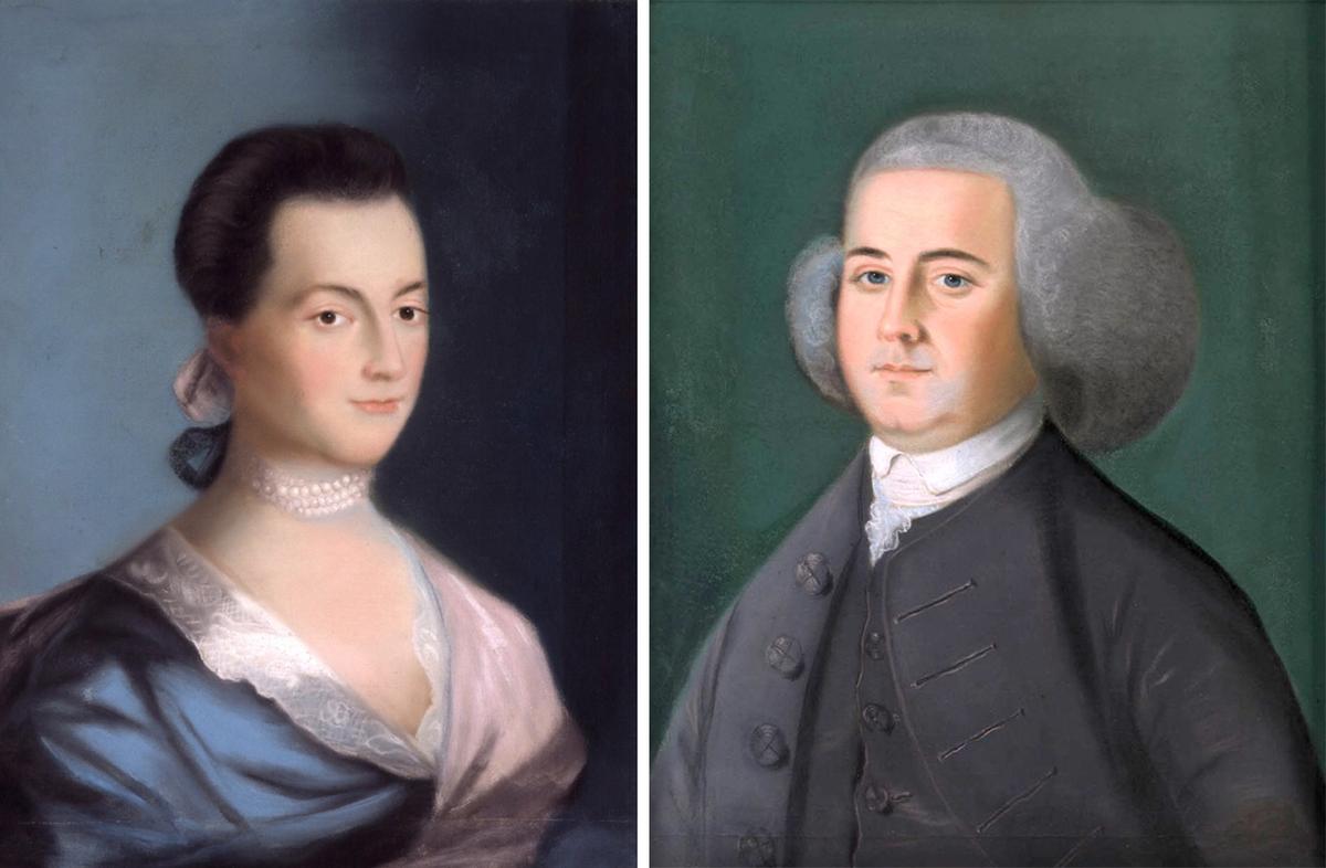 Portraits of Abigail and John Adams, circa 1766, by Benjamin Blyth. Pastel on paper. Massachusetts Historical Society, Boston. (Public Domain)