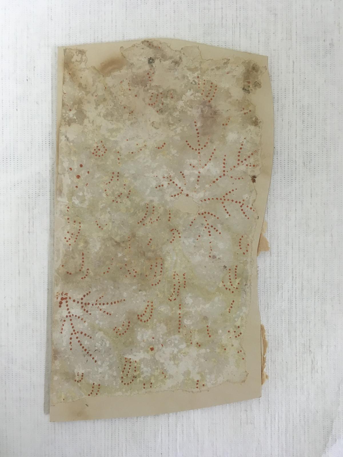 “Chawton Vine” wallpaper fragment, circa 1800, from Jane Austen's drawing room. (Courtesy of Jane Austen House)