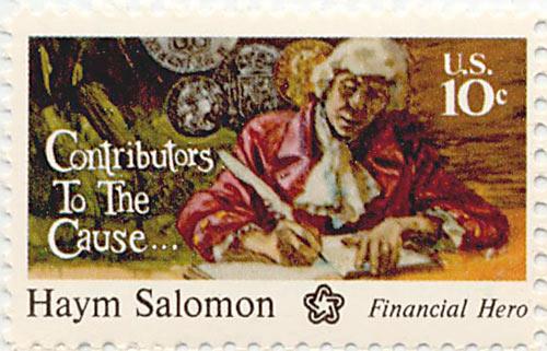 Haym Salomon, featured in a 1975 commemorative stamp. (Public Domain)