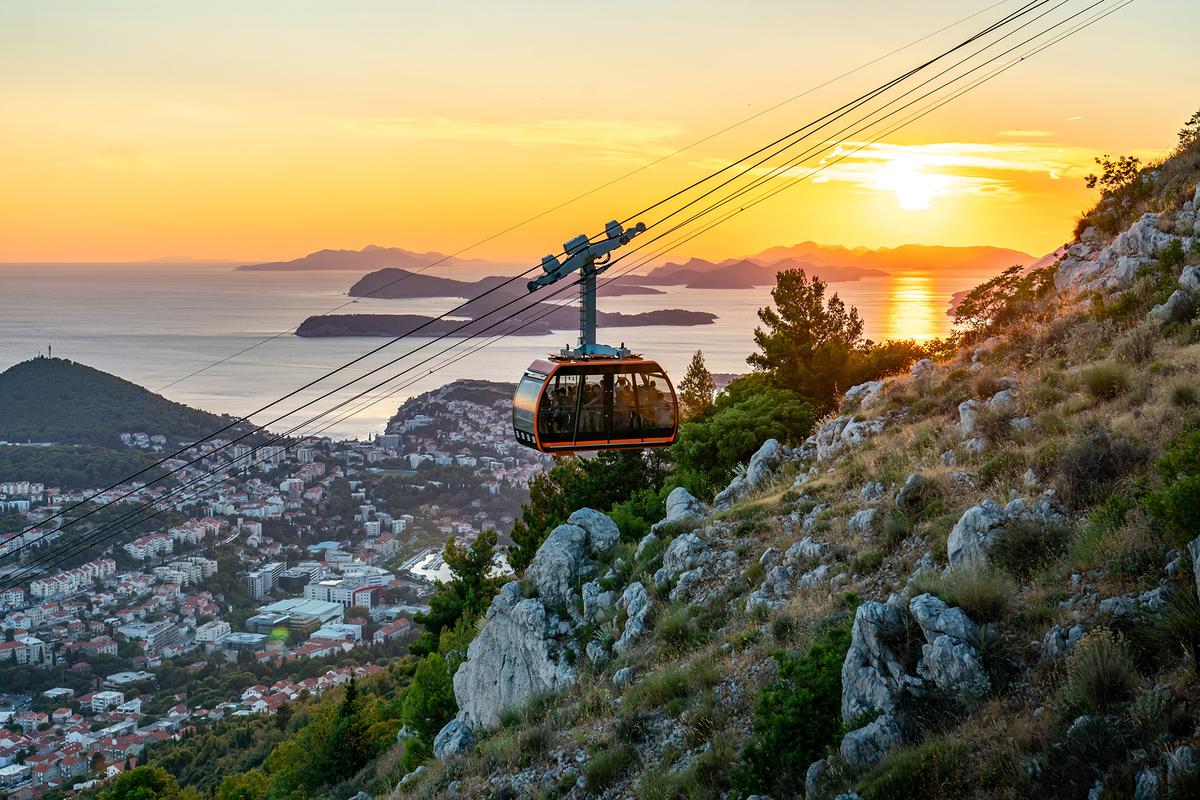 A Dubrovnik cable car gives riders a sunset view from Srd mountain. (Denise Johnson/Getty Images)