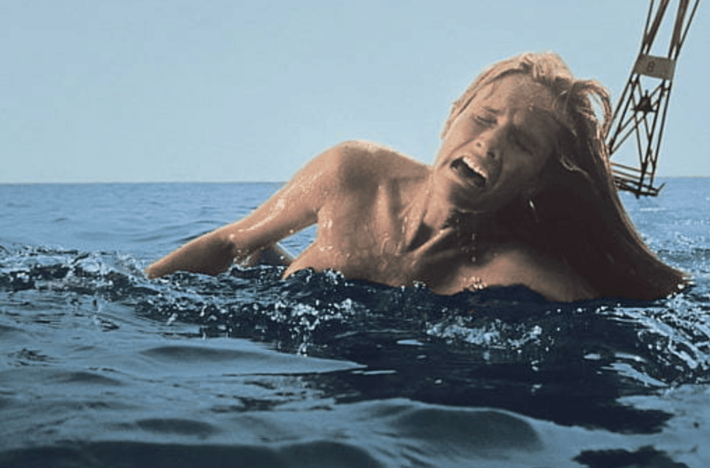 Chrissie Watkins (Susan Backlinie) in a lethal encounter with a great white shark, in "Jaws." (Universal Pictures)