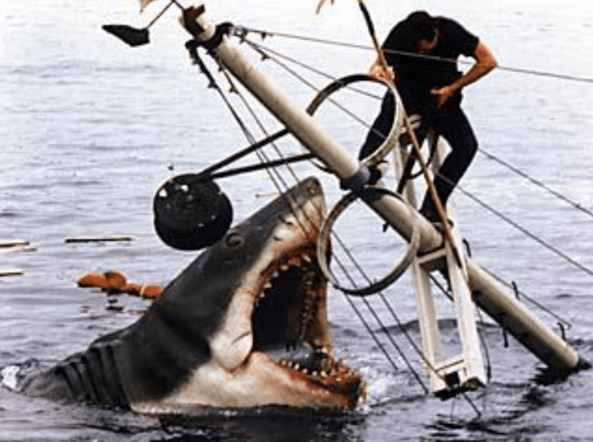 Police chief Brody (Roy Scheider) goes up against the beast, in "Jaws." (Universal Pictures)