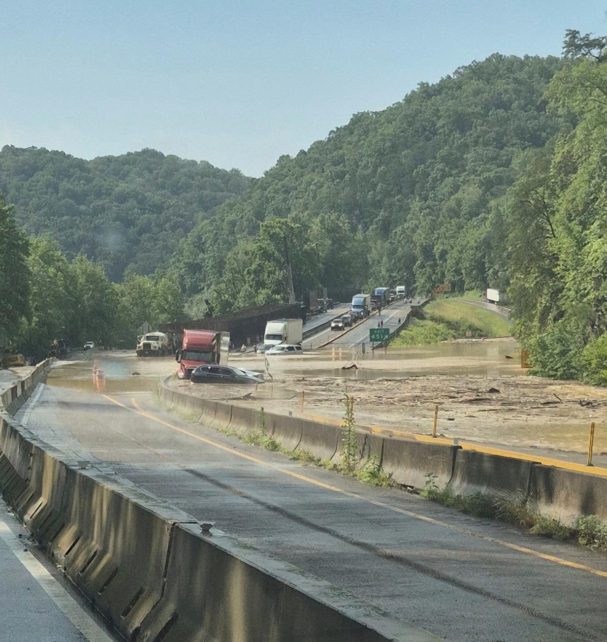 Flooding and Rock Slides Close Heavily Damaged I-40 Section in Smoky Mountains