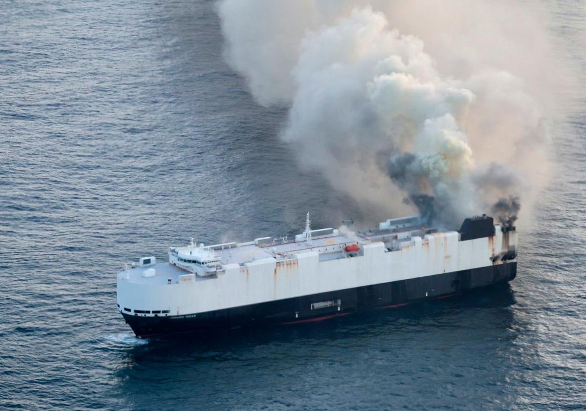Cargo Ship Carrying New Vehicles to Mexico Sinks in the North Pacific Weeks After Catching Fire
