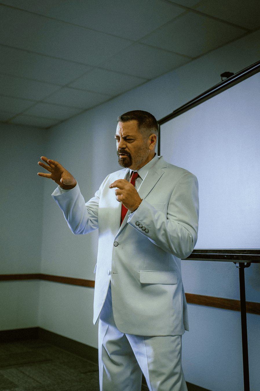 Jerry Kane (Nick Offerman) pontificates, in "Sovereign." (Briarcliff Entertainment)