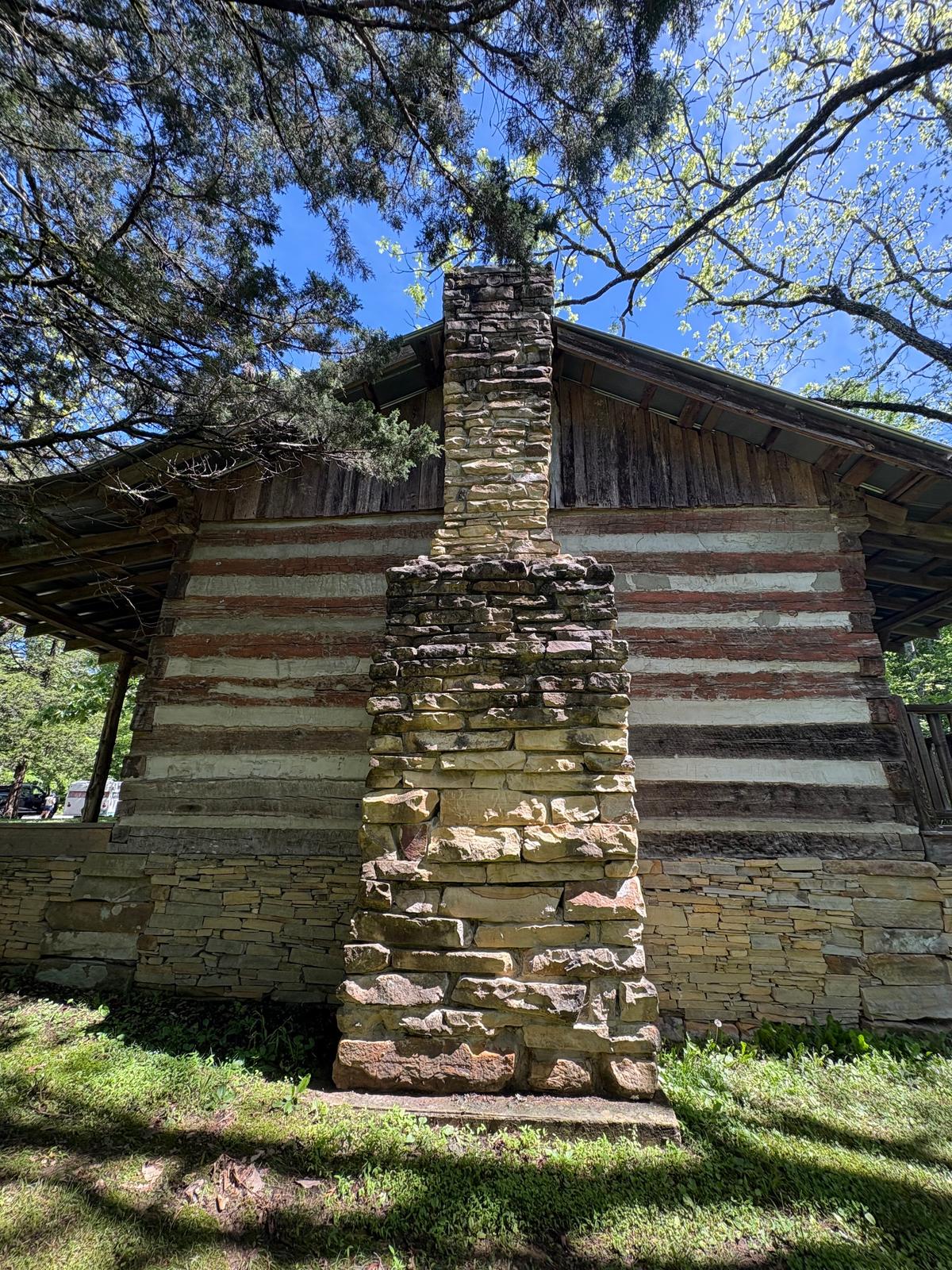 The fireplace in this cabin provided warmth during cold months. (Deena Bouknight)