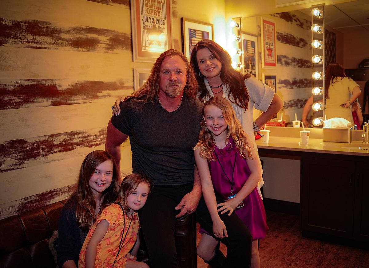 Trace Adkins with his second wife, Rhonda Adkins (now divorced), and their three daughters, Mackenzie, Brianna, and Trinity, backstage at the 2011 "Music Builds: the CMT Disaster Relief Concert" in Nashville, Tenn. (Rick Diamond/Getty Images)